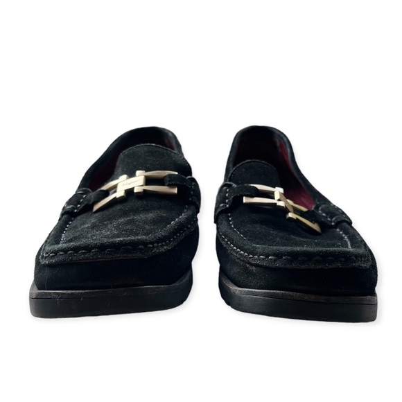 Salvatore Ferragamo Sport Black Suede Leather Loafers with Gold Buckle –Size 8.5 - Picture 7 of 16